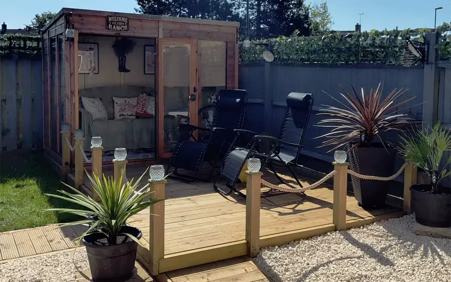 Beautiful composite garden decking with outdoor furniture